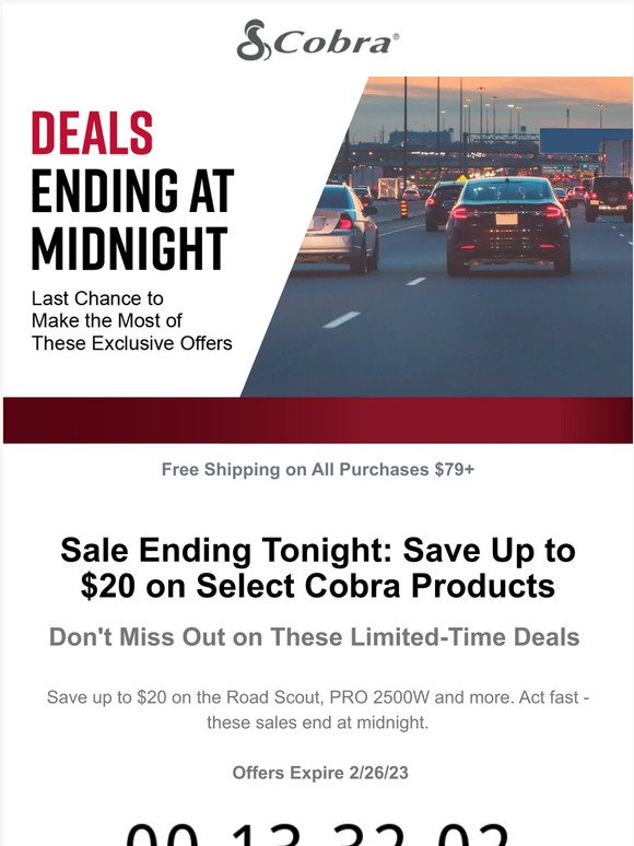 Sale Ending Tonight: Save Up to $20 on Select Cobra Products 💰