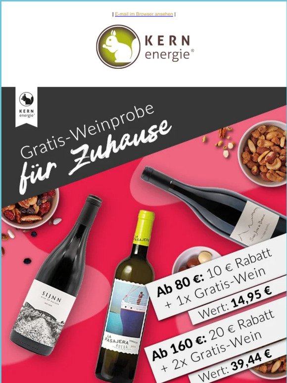 ⏳ Nur noch heute: Bis zu 20€ Rabatt und Wein 🍷 gratis sichern.