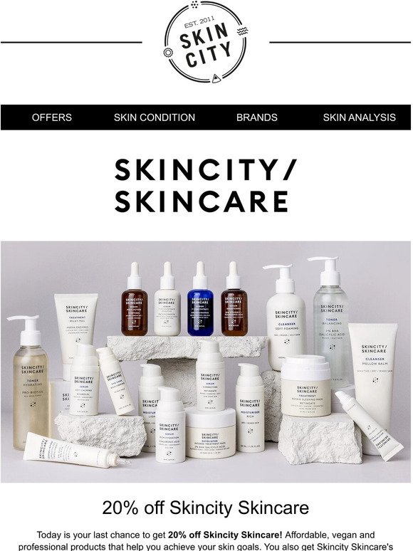 ENDS SOON: 20% off Skincity Skincare