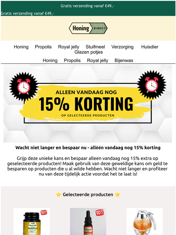 ⏰...Laatste dag voor 15% extra korting!