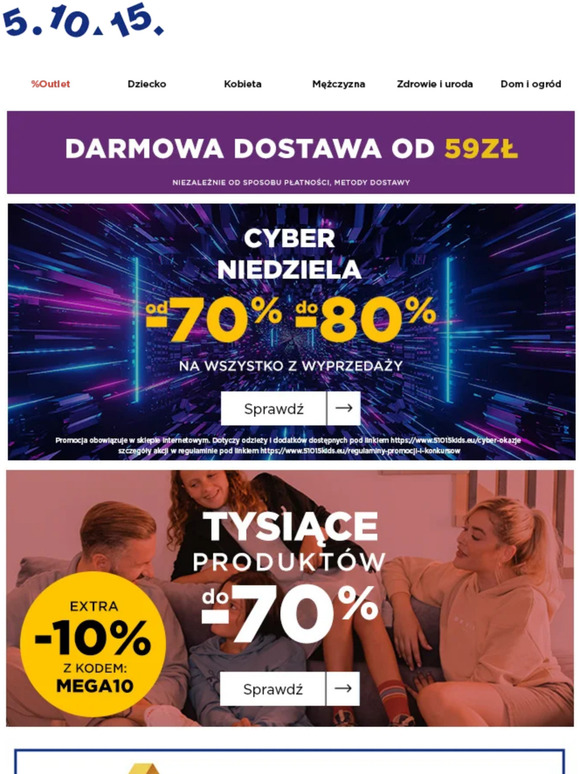 CYBER NIEDZIELA od -70% do -80% 🤖 I darmowa dostawa od 59zł 🚀