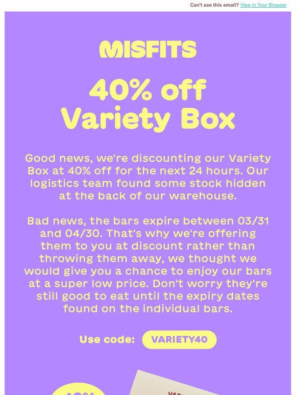 40% off Variety Box 🚨