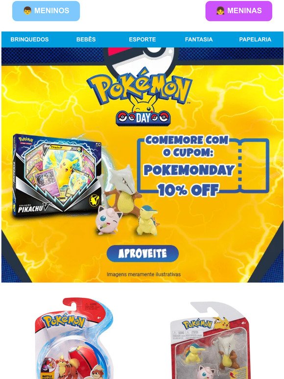 ⚡🥳 Pokémon Day com cupom de 10%OFF!