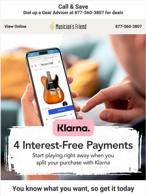 4 interest-free payments with Klarna