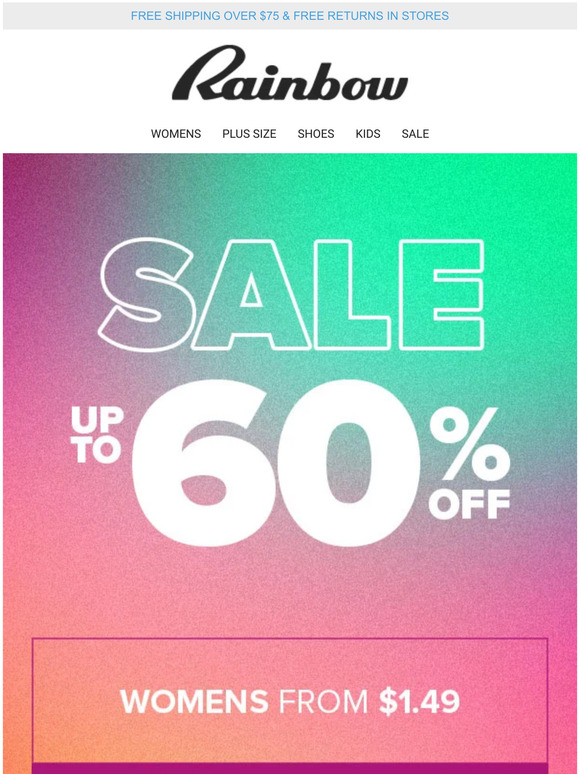 Rainbow Shops Trendy styles that will put a pep in your step! 🤍🦋🌼 ☁️ Up to 60 OFF Milled