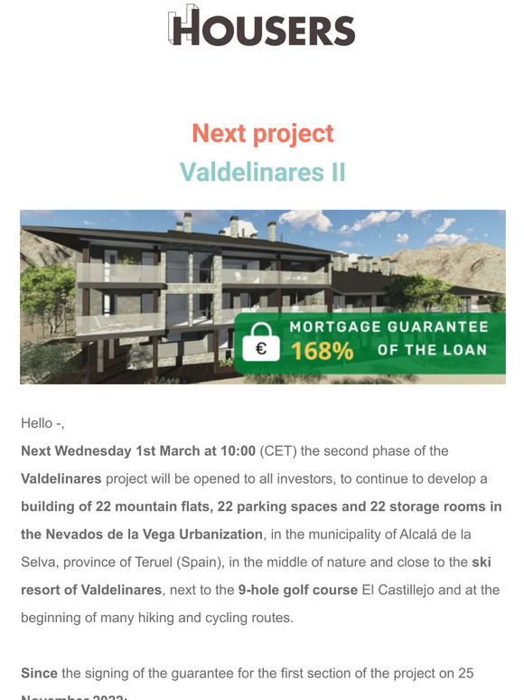 💰💰 Next opportunity: Valdelinares II, a first-rank mortgage guarantee 168% of the loan
