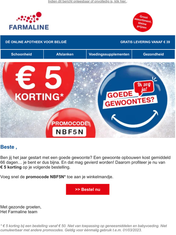 , € 5 korting om jouw goede gewoonte te vieren 