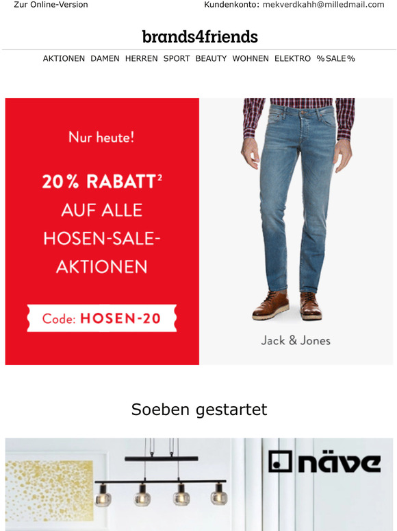 20% ON TOP auf Hosen-Sale ᎒ Näve -70% ᎒ Traum Bad -60% ᎒ Steel_art -70% ᎒ Topseller Fashion bis zu -65%
