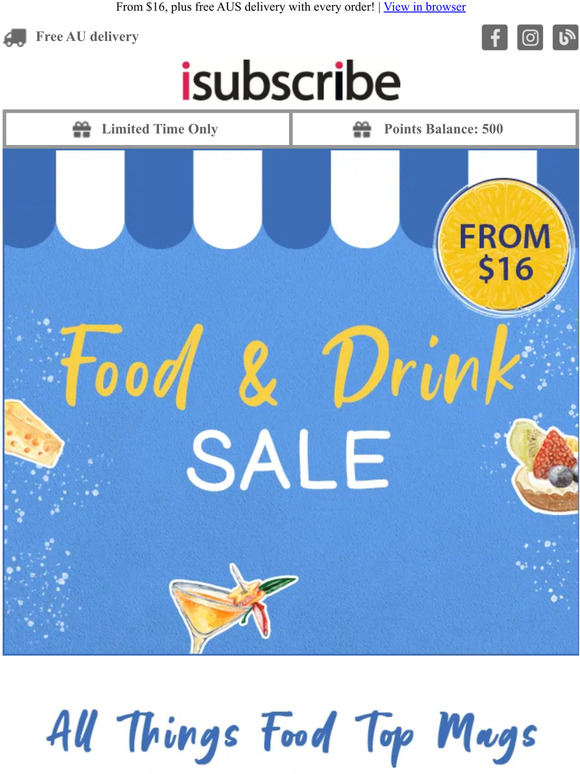 Food and Drink Sale Starts Now!