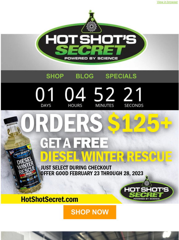 Hot Shot's Secret Diesel Winter Rescue Fuel Treatment
