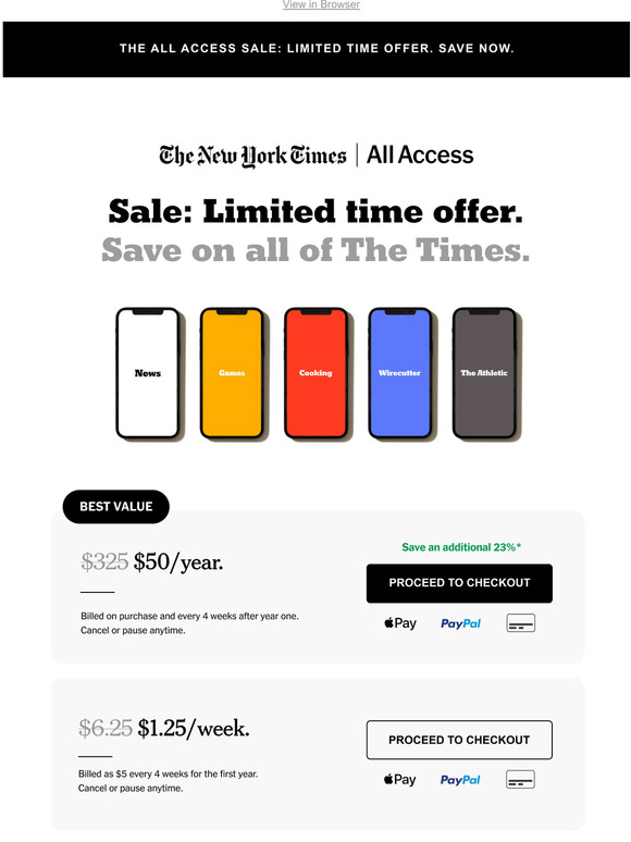 Limited time offer: The Sale is on.