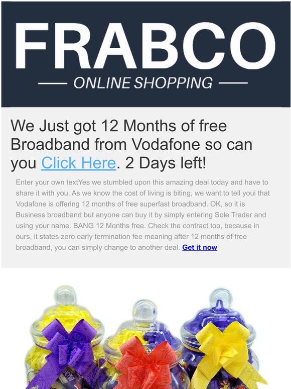 1 Year of Free Broadband