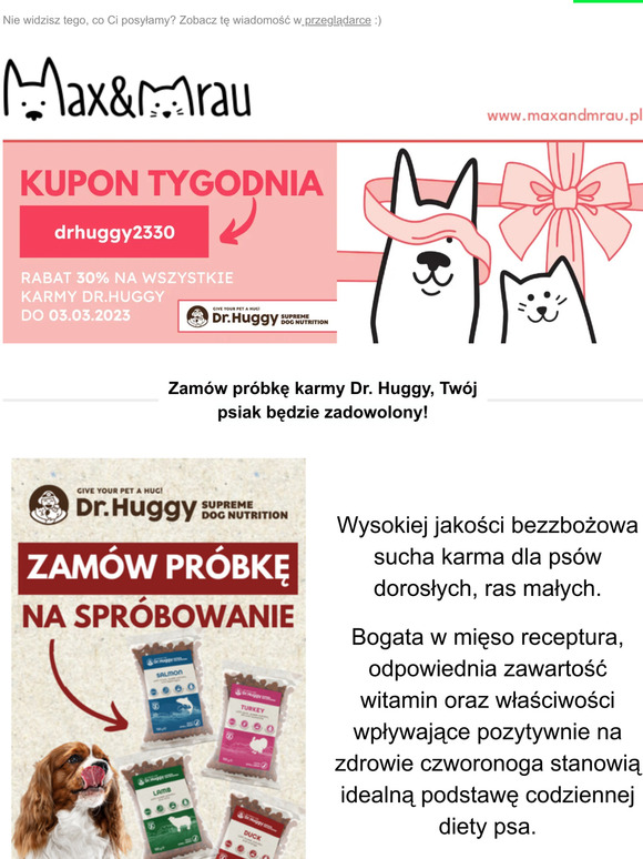 🐶Zgarnij kupon tygodnia na karmy Dr. Huggy 🐶To już czas ! zabezpiecz swojego pupila przed kleszczami !