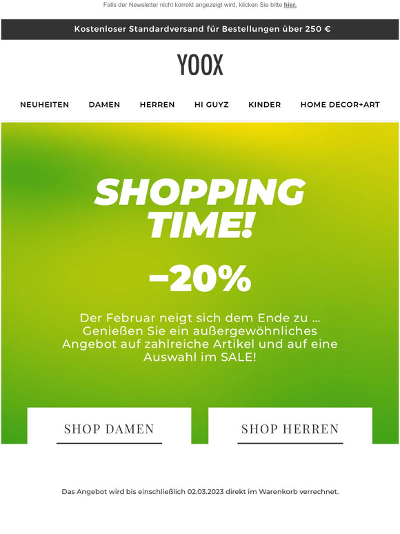 −20%, auch auf ausgewählte Artikel im sale