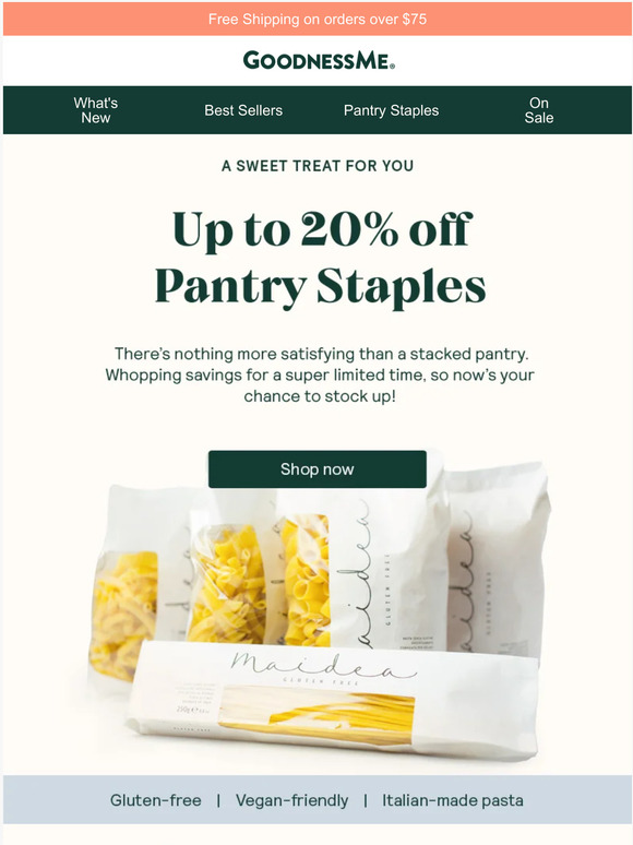 Up to 20% off pantry staples