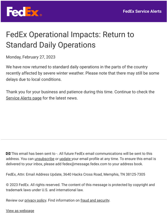 FedEx Office FedEx Network Return to Standard Daily Operations Milled