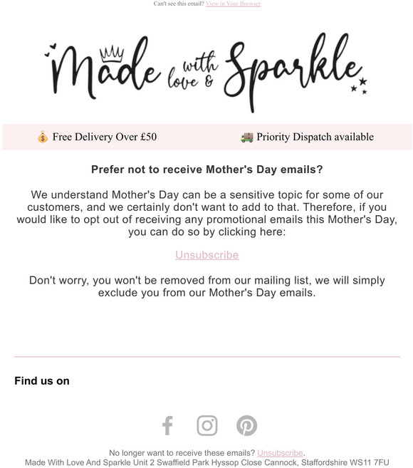 Opt-out of Mother's Day Emails