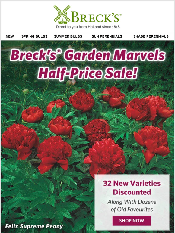 Breck's Halfprice sale! Dozens of garden marvels 🌻 Milled