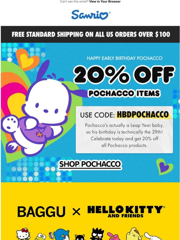Take 20% off all Pochacco items! 🎂