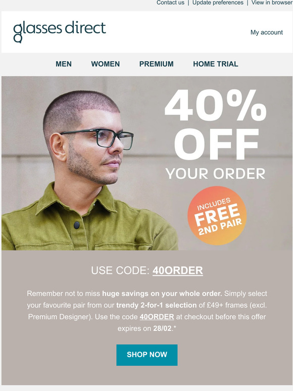 Glasses Direct Choose Your Offer and Save 40 on New Glasses Milled