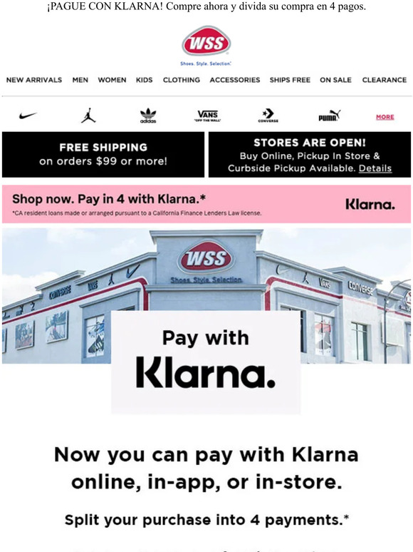 Shop WSS PAY WITH KLARNA! Buy Now, Split Purchase Into 4 Payments