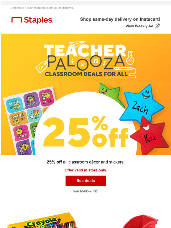 Staples 🍏Teachers 25 off these classroom faves! Milled
