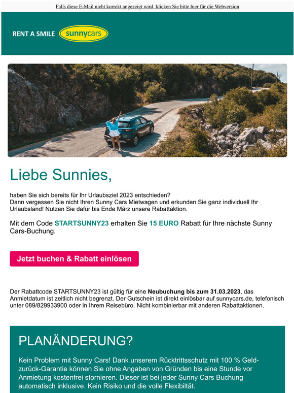 15 EURO RABATT BEI SUNNY CARS ☀