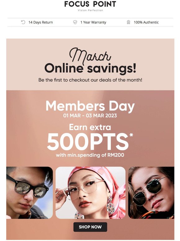 Member Day is BACK! Earn extra 500* points today!