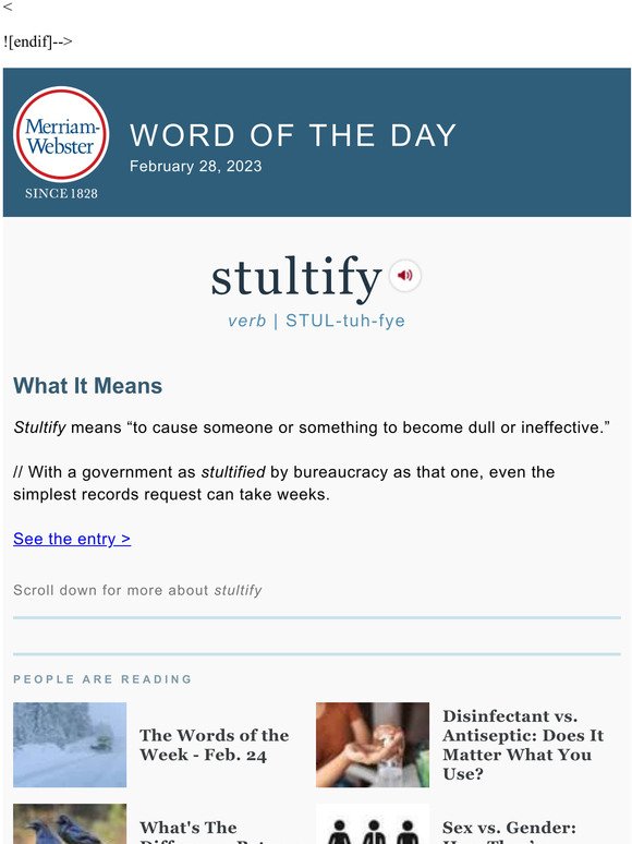 Merriam Webster Stultify Plus The Words Of The Week Feb 24 Milled