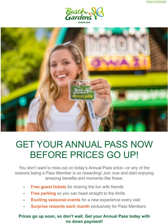 Get Your Annual Pass Now Before Prices Go Up!