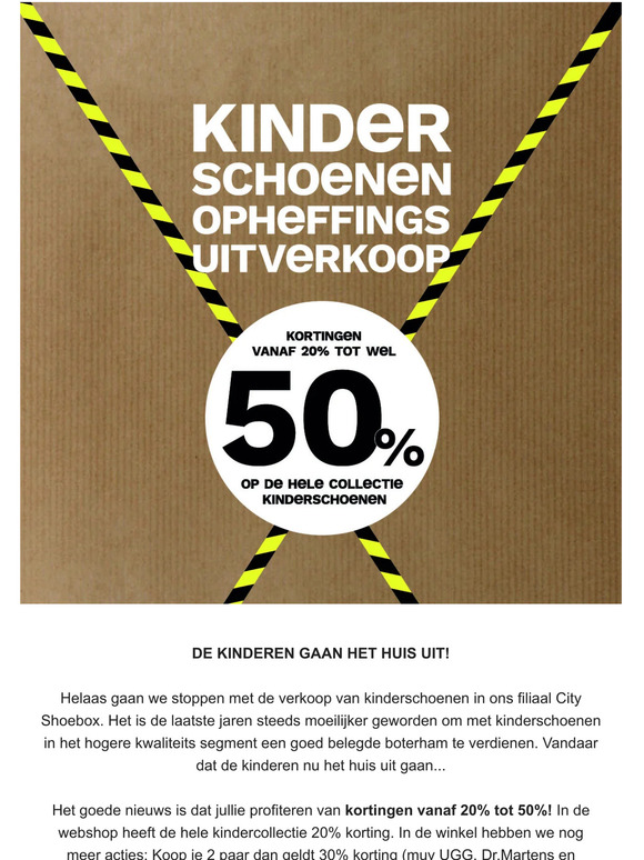 OPHEFFINGSUITVERKOOP KINDERSCHOENEN