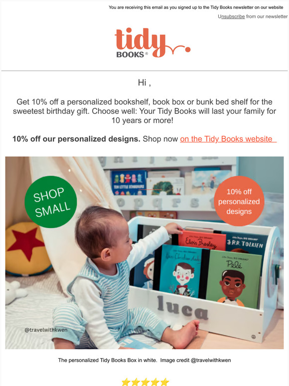 , 10% off personalized designs