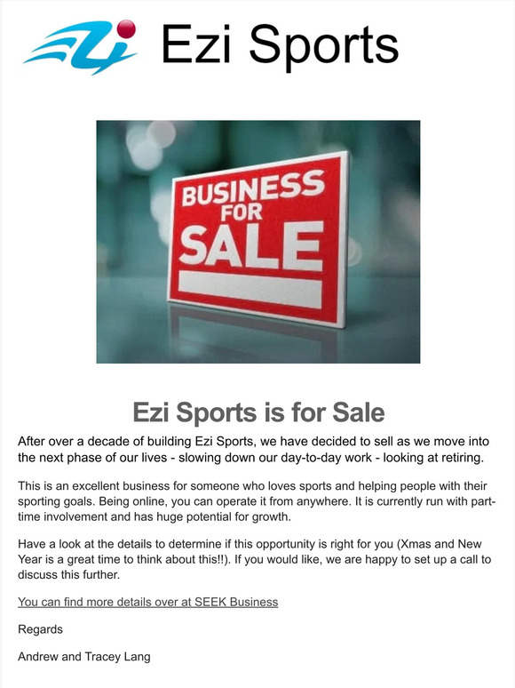 Ezi Sports is For Sale