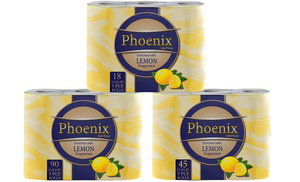 18, 45 or 90 Rolls of Phoenix Lemon-Fragranced Three-Ply Toilet Paper
