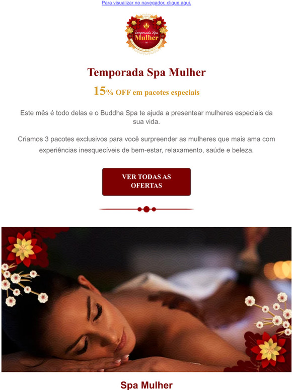 Temporada Spa Mulher | Pacotes de bem-estar 15% OFF