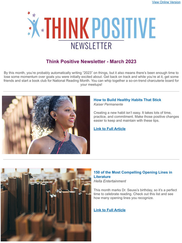 Positive Promotions: Think Positive Newsletter - March 2023 - Encourage ...