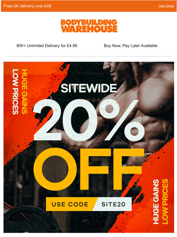 Bodybuilding Warehouse Top up on protein for the month before these