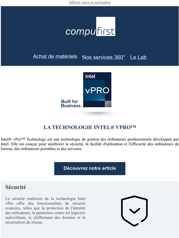 First Lab : La technologie INTEL® VPRO™ pour vos ordinateurs professionnels