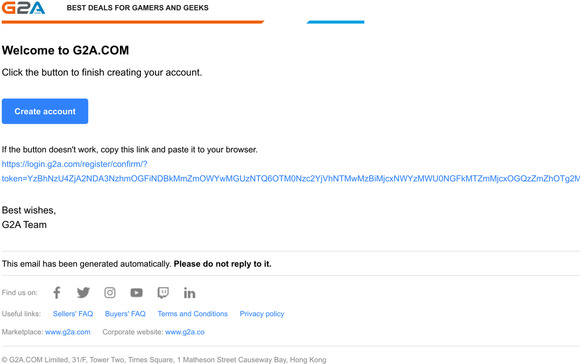 Finish creating your account