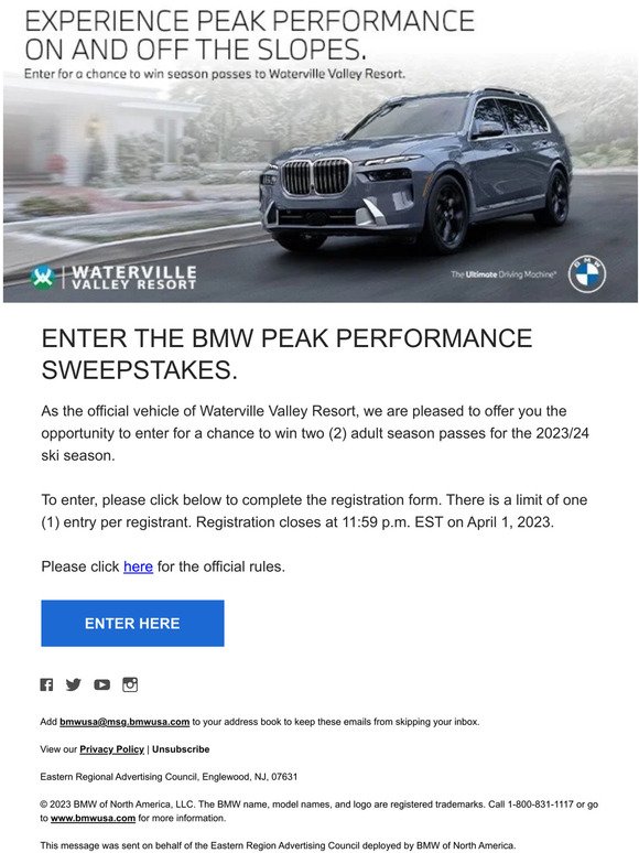 —, enter for your chance to hit the slopes with BMW.