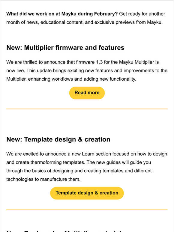 New Multiplier features, engineering materials and template making