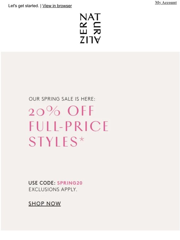 20% off full-price styles is on