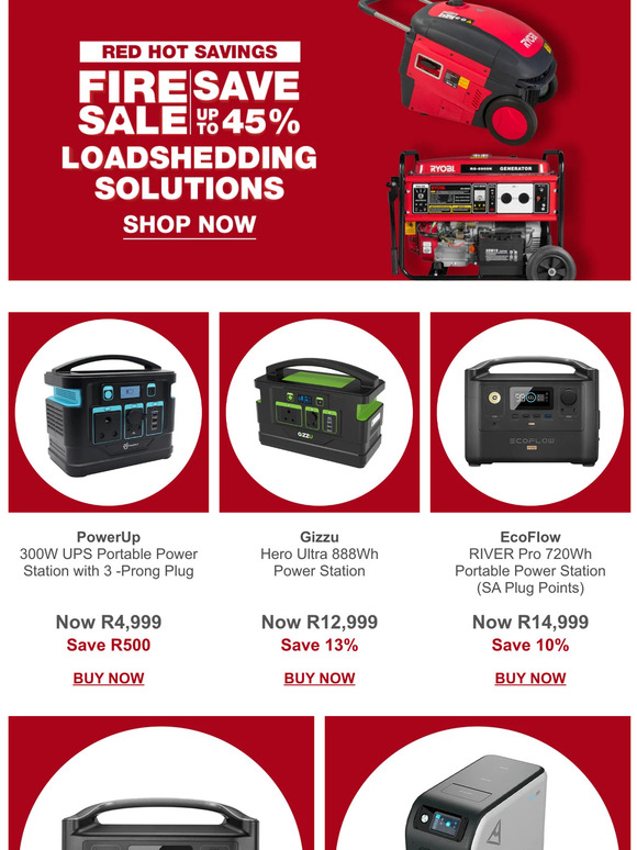Keep the lights on💡 with Fire Sale loadshedding solutions 🔥