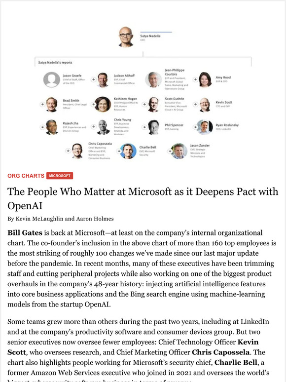 The Information Microsoft Org Chart The People Who Matter As It Deepens Pact With Openai Milled