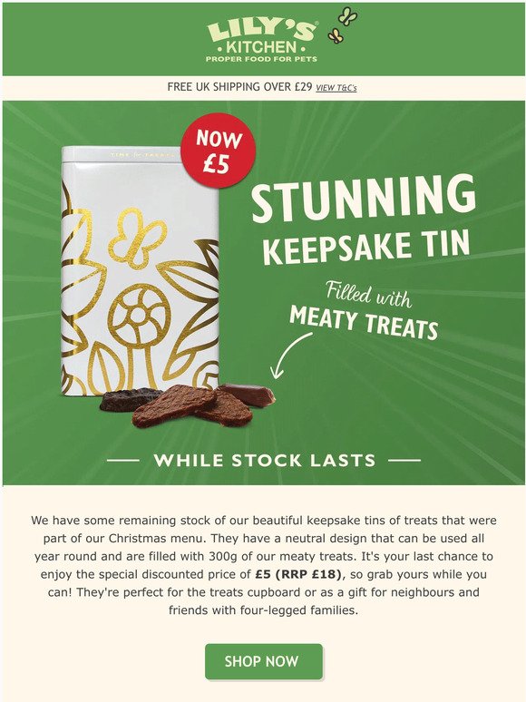 Save on our stunning keepsake tin of treats 🐶