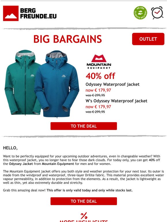 ☔ Today only: 40% off Mountain Equipment waterproof jacket