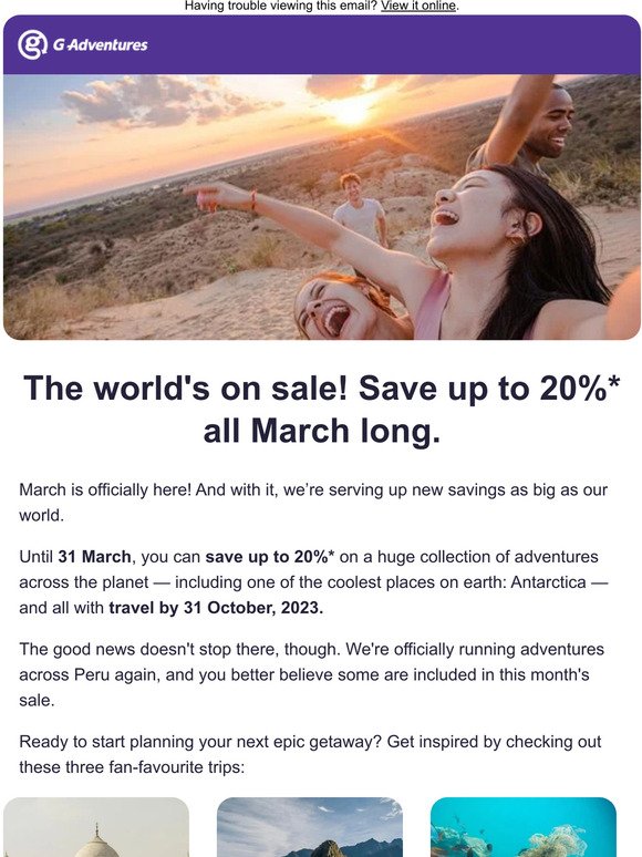 This just in: BIG savings on worldwide trips!