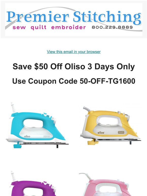 Oliso Irons $50 Off 3 Days Only!