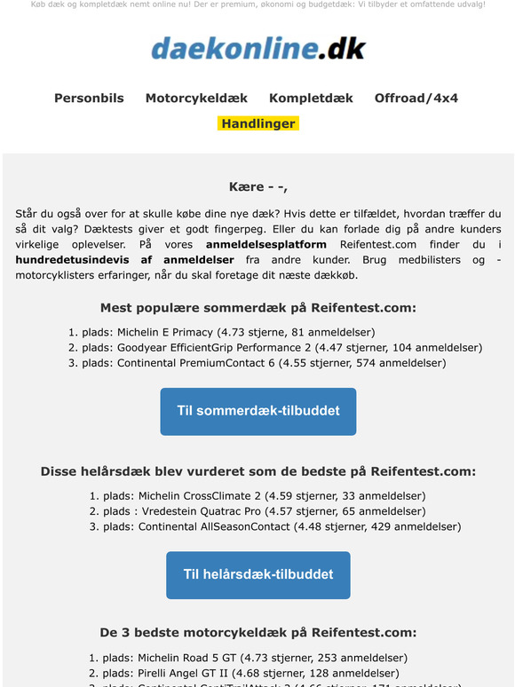Fra fællesskabet: Dette er topdækkene på Reifentest.com