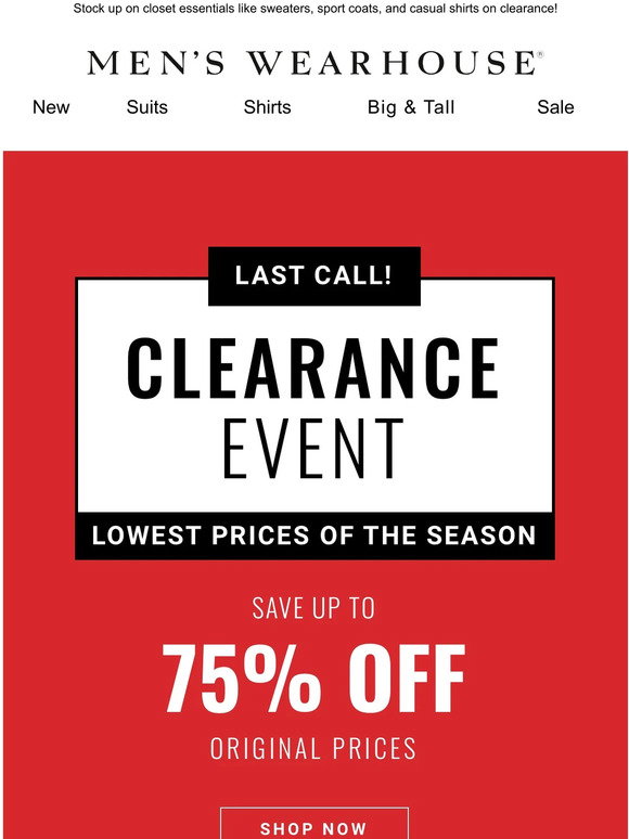 Men's Wearhouse: SAVINGS INSIDE: Up to 75% off | Milled